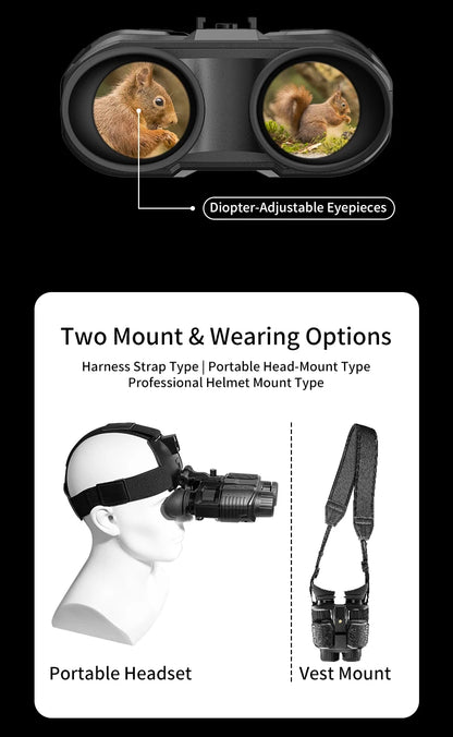 4K Night Vision Binoculars Diopter Eyepiece Dual 1.4" LCD 10X Zoom 3000mAh Level Gauge Infrared Outdoor Observation