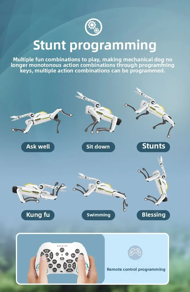 Teeggi Electric RC Intelligent Robot Dog Multifunction RC Mechanical Dog with turret Educational Toy Bionic Smart Robot Toy Gift