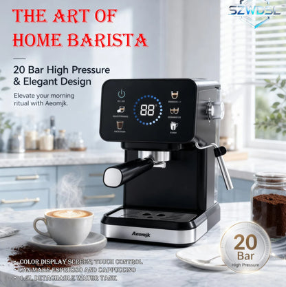 Semi-Automatic Coffee Maker Espresso Machine with Built-In Milk Frother One-Touch Americano Function, Adjustable Temperature, Cappuccino H13 Espresso Coffee Machine 20 Bar Semi-Automatic Italian Espresso Coffee Maker with Mil
