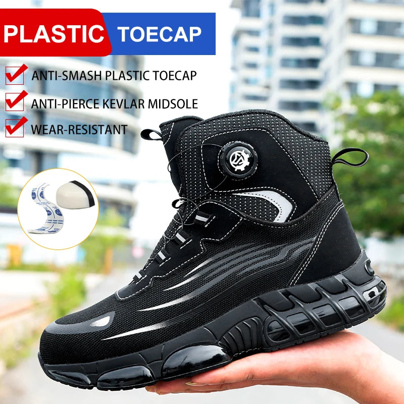 2026 High-Top Rotating Buckle Safety Shoes for Men and Women, Labor Protection Shoes, Protective Shoes, Work Shoes, Shock-Resist