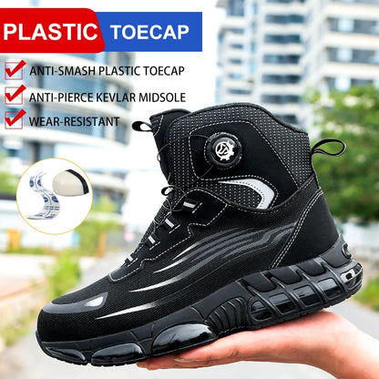 2026 High-Top Rotating Buckle Safety Shoes for Men and Women, Labor Protection Shoes, Protective Shoes, Work Shoes, Shock-Resist