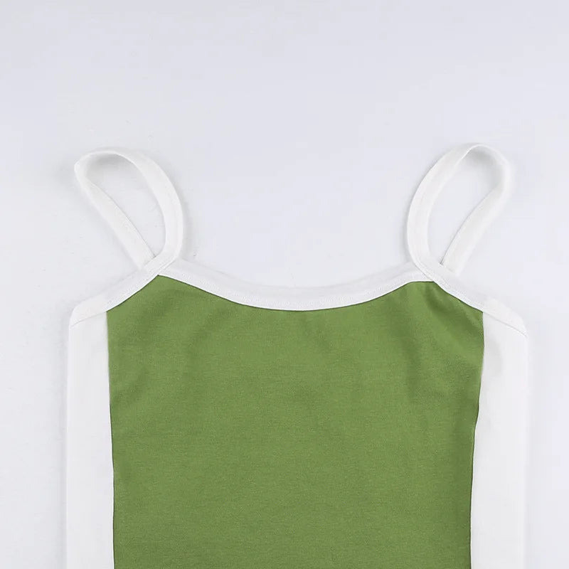 Dam Stickad Crop Top – Ärmlös Ryggöppen Y2K Vintage Patchwork Cami Sommar, 3 Färger S–L