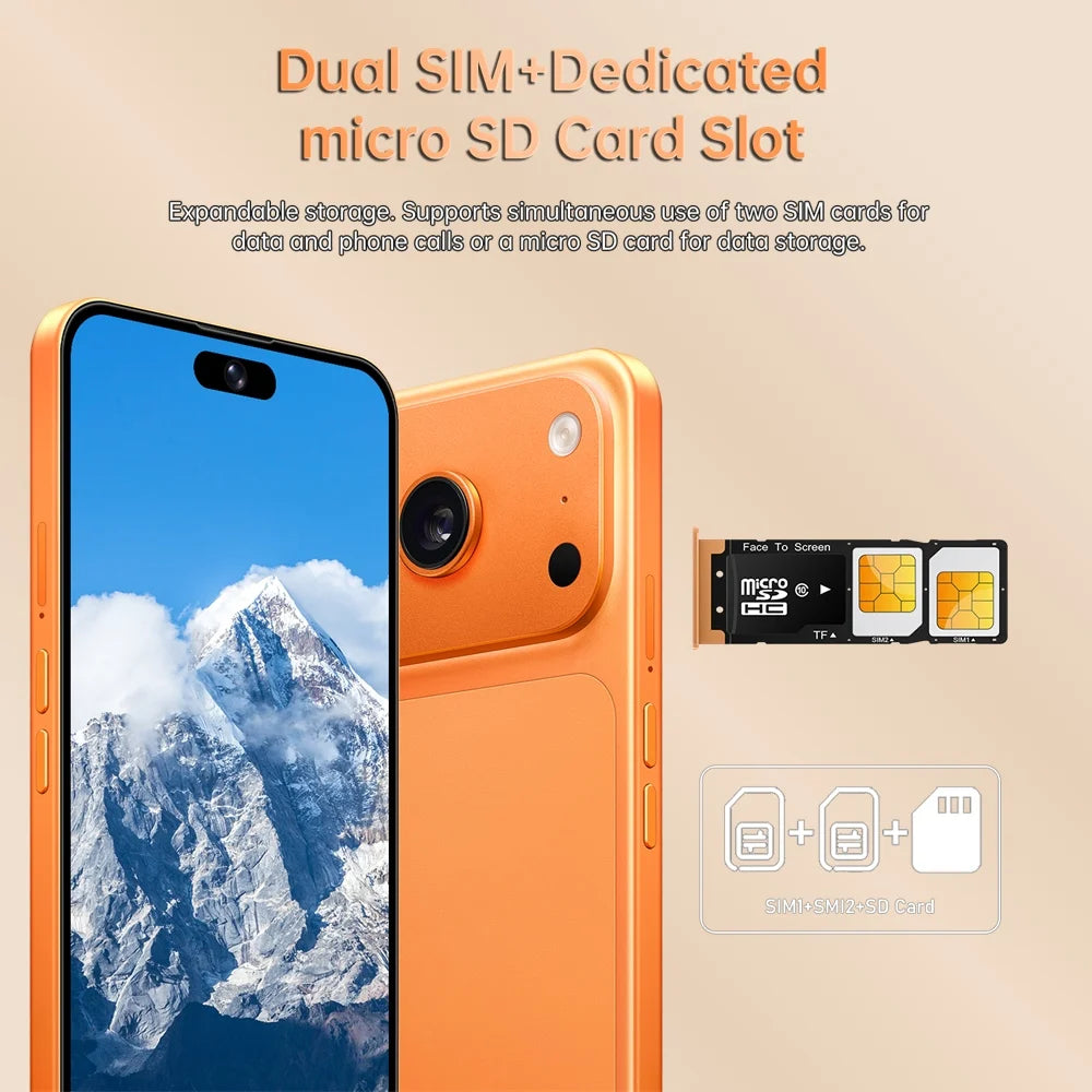 Cellphones 15T Pro Original Face Recognition Android 15 Mobile Phones 5G Dual Card 7800mAh 7.3 inch Global Version Unlocked Smartphone