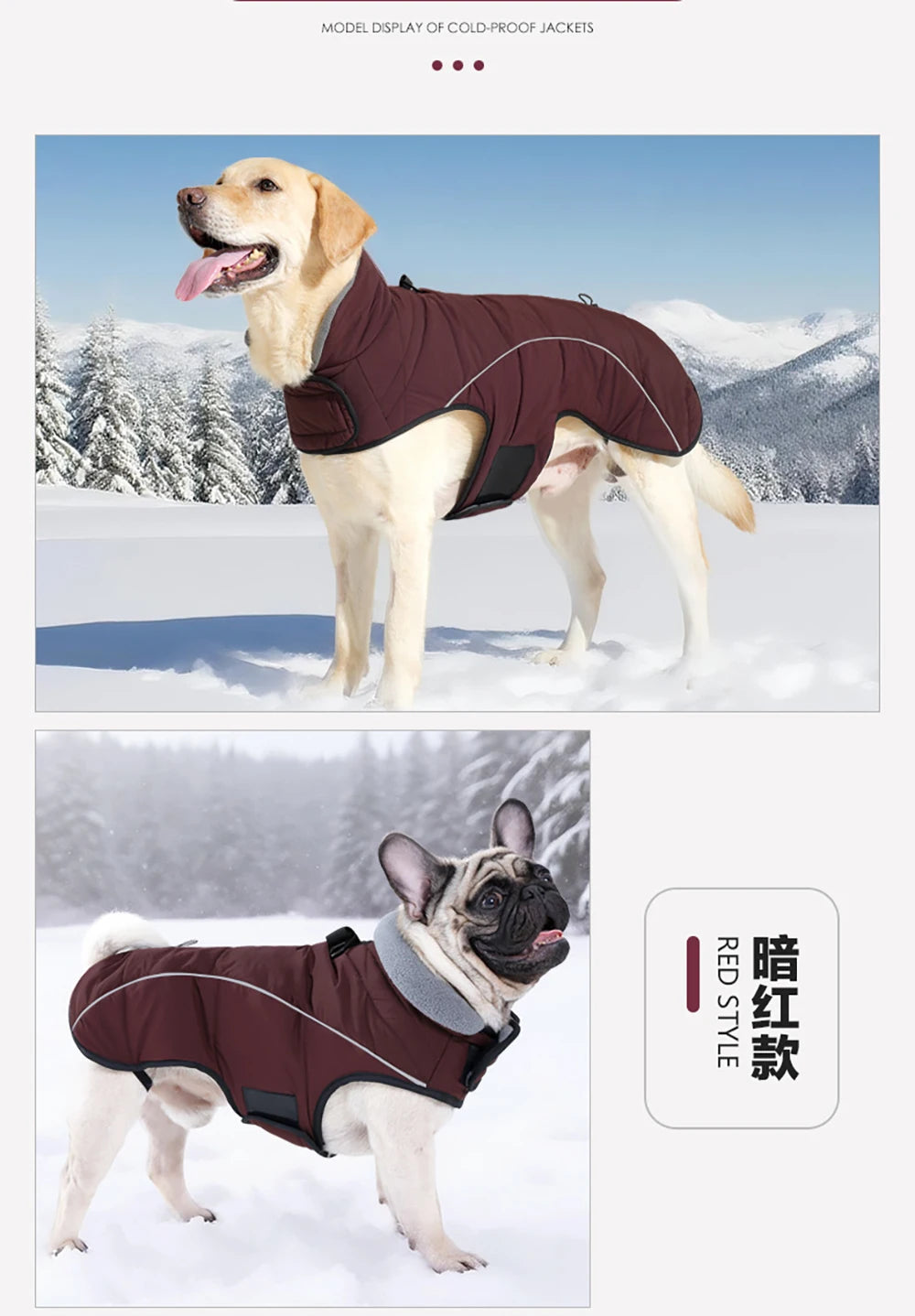 New Dog Winter Jacket Waterproof Reflective Pet Coat Outdoor Vest  Warm Cotton Dogs Clothing for Large Middle Dogs Clothes