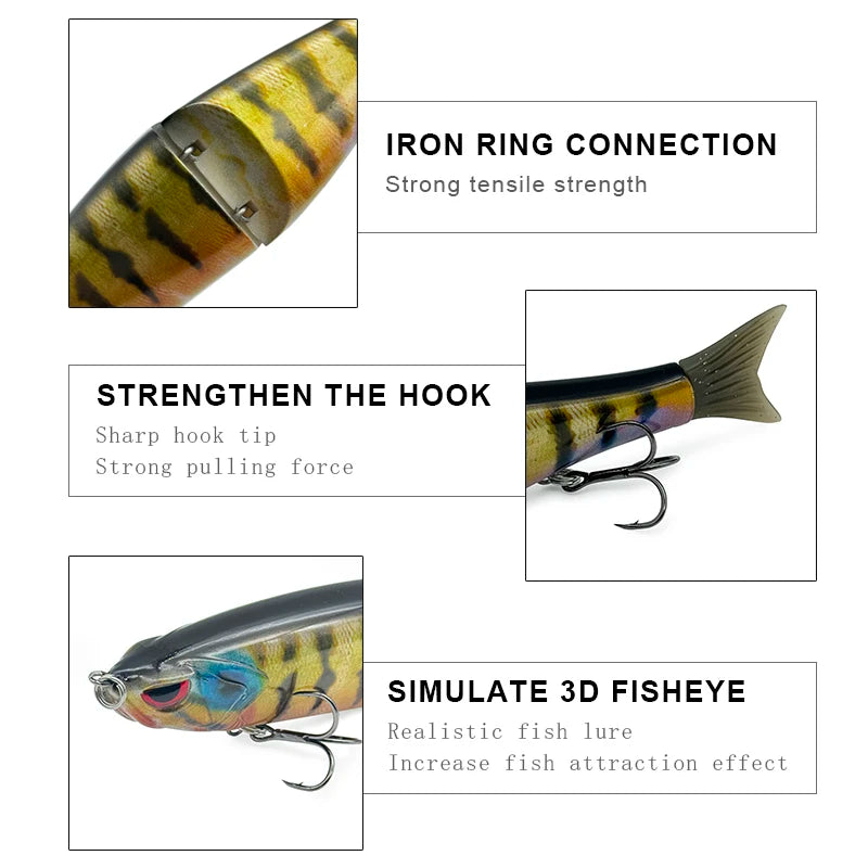65.5g/19g Two Sizes of Bionic Multi-Section Lure Plastic Hard Baits for Submerged Sea Fishing, Suitable for All Sizes of Fish