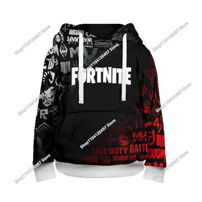 Fortnite Hoodie Barn & Vuxna – 3D-tryckt Animerad Pullover Polyester Casual Streetwear Storlek 110–160cm + Vuxenstorlekar