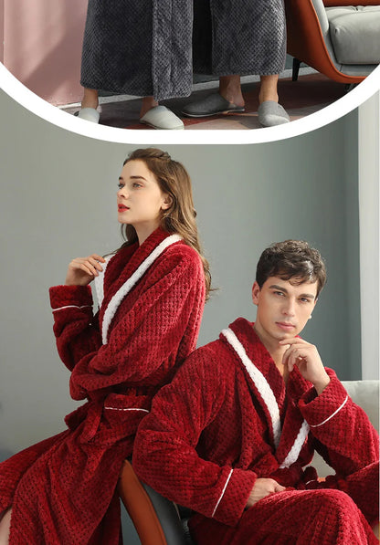 Female Autumn and Winter Warm Long Coral Velvet Thick Couple Bath Bathrobes Men Women Pajamas Shower Robe Bath Towels For Adults