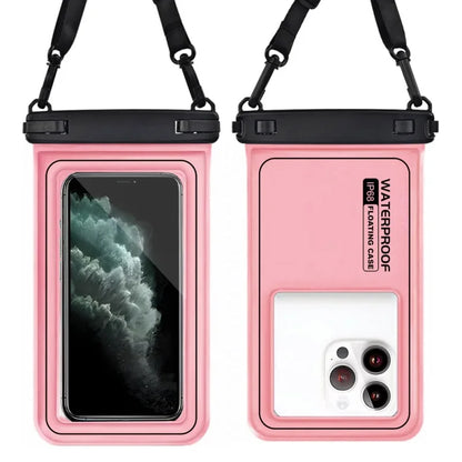 Flytande Vattentätt Mobilfodral med Crossbody-rem – Dubbelhake, Touchkänslig, 10 Färger, upp till 6,9"
