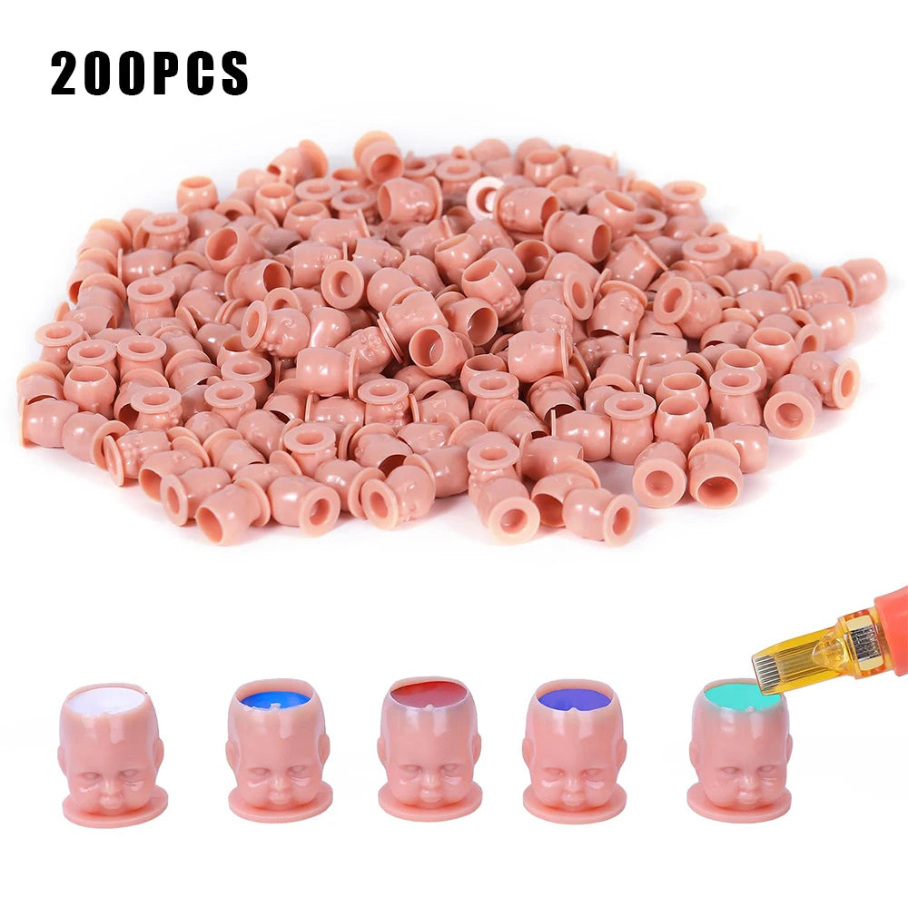 50/100/200pcs Plastic Disposable Tattoo Ink Cups With Base Pigment Clear Holder Container Cap Tattoo Accessory Permanent Makeup