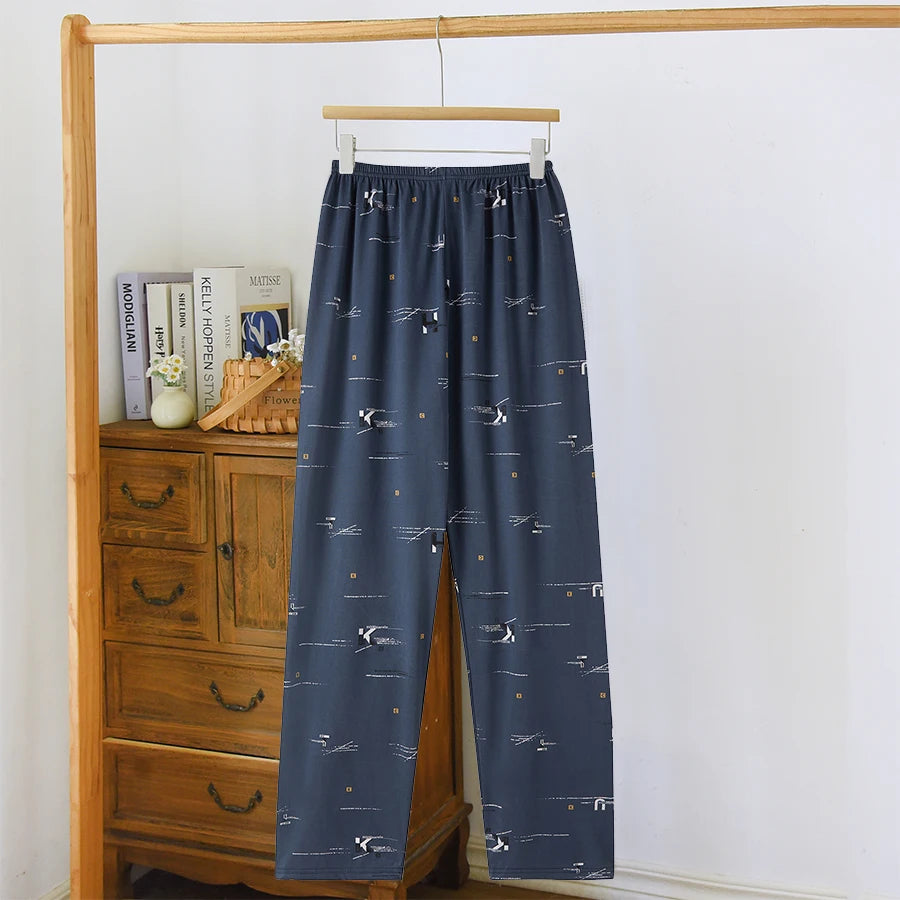 Herr Pyjamasbyxor Långa – Tunna Andningsbara Casual Hemmabyxor, 12 Färger M–6XL