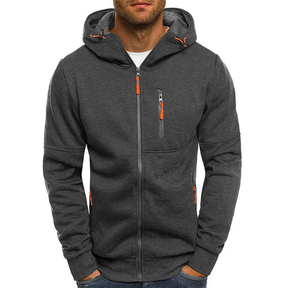 Herr Zip-up Hoodie med Fickor & Eget Tryck – Tunn, Japan-stil | M–4XL
