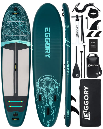 EGGORY Uppblåsbar SUP-bräda – Ca 335 cm, 7 Designs, Komplett Set, Skickas från Tyskland