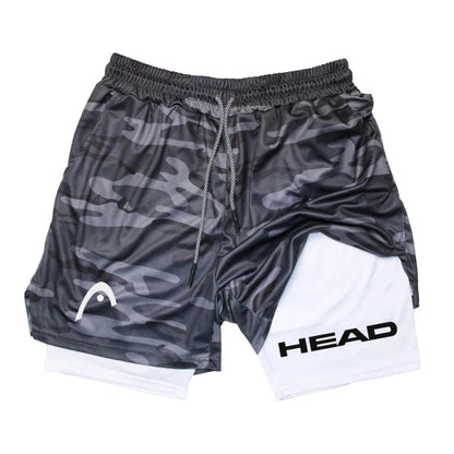 Anime Berserk Head Running Shorts Men Fitness Gym Training 2 in 1 Sports Quick Dry Workout Jogging Double Deck Summer