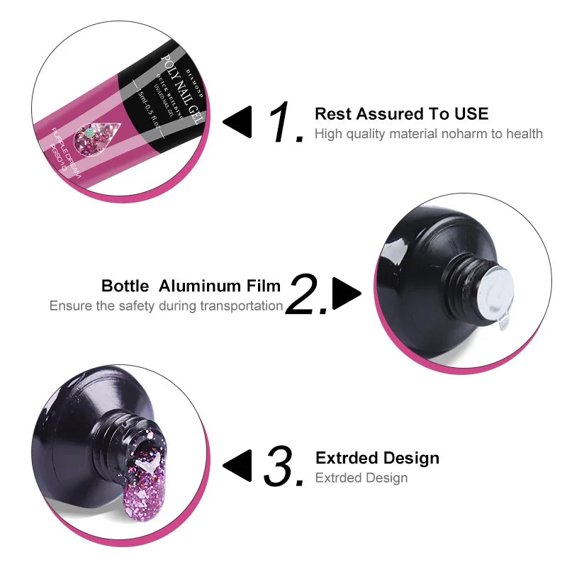 LIMEGIRL 25Colors Poly Extension Nail Gel For Nails Art Acrylic Manicure Design UV Varnishes Semi Permanent Quick Extension Gel
