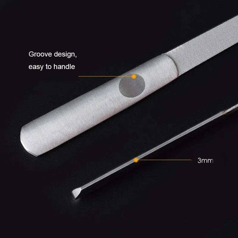 Mix 3 Size Nail File Stainless Steel Professional Exfoliating Double Sides Sandpaper For Professional Finger Toe Nail Care Tools