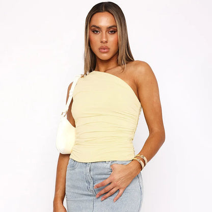 BIDIJONES one-shoulder-topp dam med öppen rygg – enfärgad, S–L