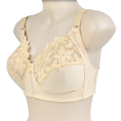 Sexy Lace Bra For Women Wire Free Bras Cotton Comfortable Underwear Soft Lingerie Push Up Big Size  46DC