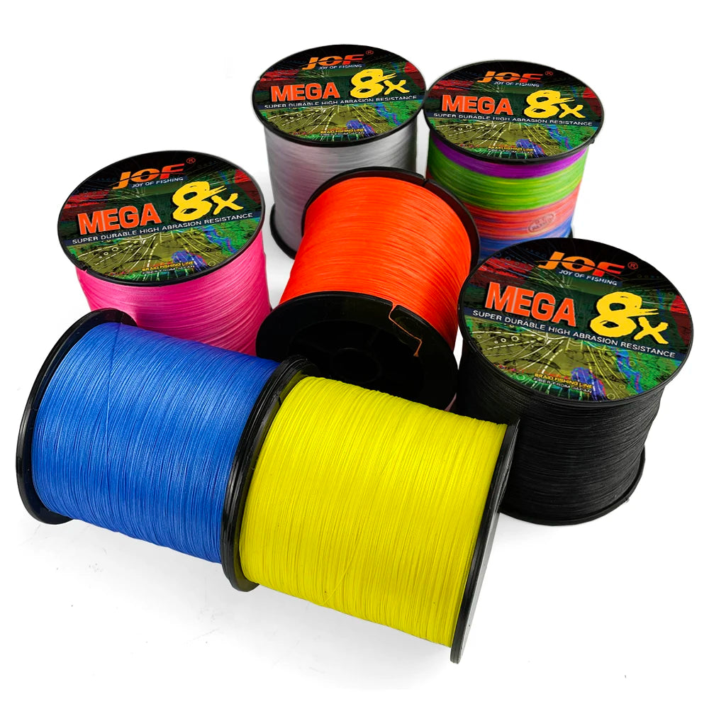 JOF 8 Strand 1000M 500M 300M 100M Japan Super Strong PE Braided Fishing Line Multifilament Braid Thread X8 18-78LBS