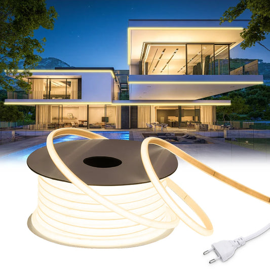 COB Neon LED-list Vattentålig IP67 – 288 LED/m, Varmvit/Neutral/Kallvit, 1–35m, 110V/220V, Med Strömbrytare