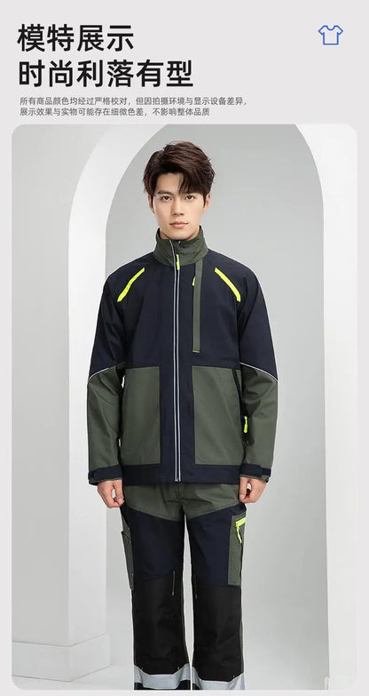 Spring Autumn Multi Pocket Men's Work Pants Wear Resistant Workshop Factory Construction Workers Clothes Reflective Strip Pants