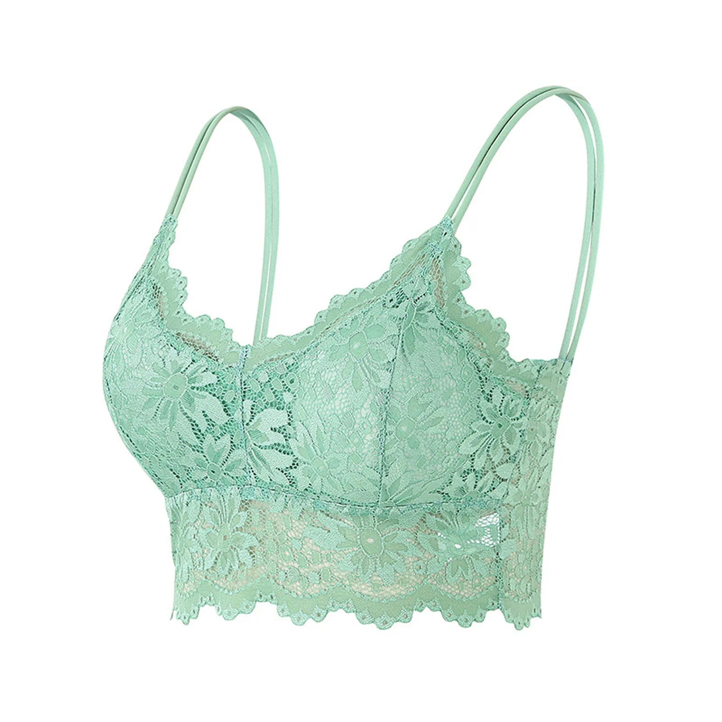 Sexy Strapless Floral Lace Bra For Women Plus Size Comfort Wireless Bras Padded Top Bra For Women High Elastic No Steel Ring Bra