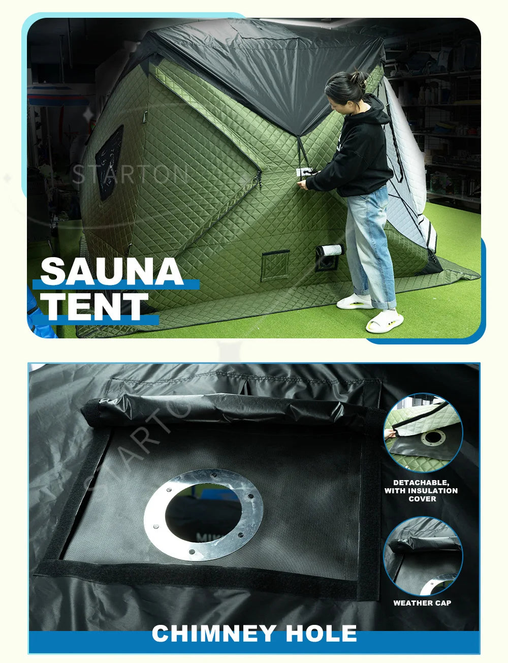 Custom Outdoor Portable Sauna Tent for Woodfire Dry Sauna Spa Tent with Waterproof Fly and Floor