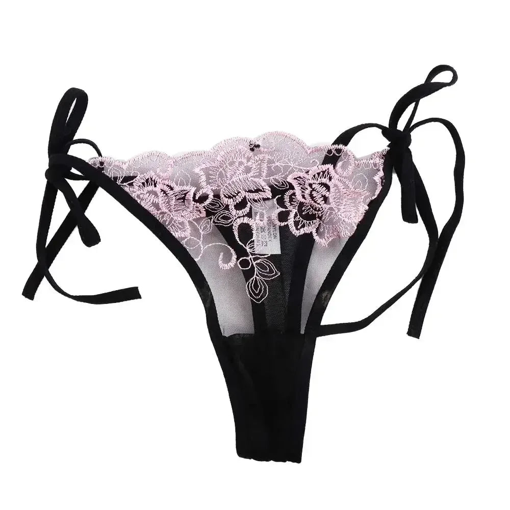 Ladies Women Embroidery Transparent Lingerie Lace Panties Underwear Panty Brief