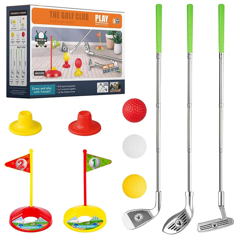 Children's Golf Club Toy Set For Kids Indoor Outdoor Sports Competition Interactive Retractable Golf Club Set New Year Gifts