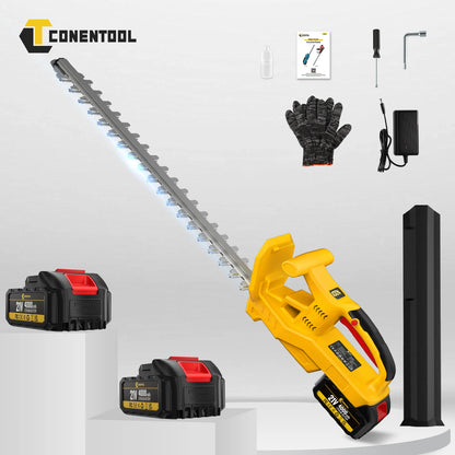 CONENTOOL 20 tum elektrisk häcksax sladdlös busk- och häcksax 25000 varv/min med 2 st 4,0 Ah batterier kompatibel med Makita 18V batteri