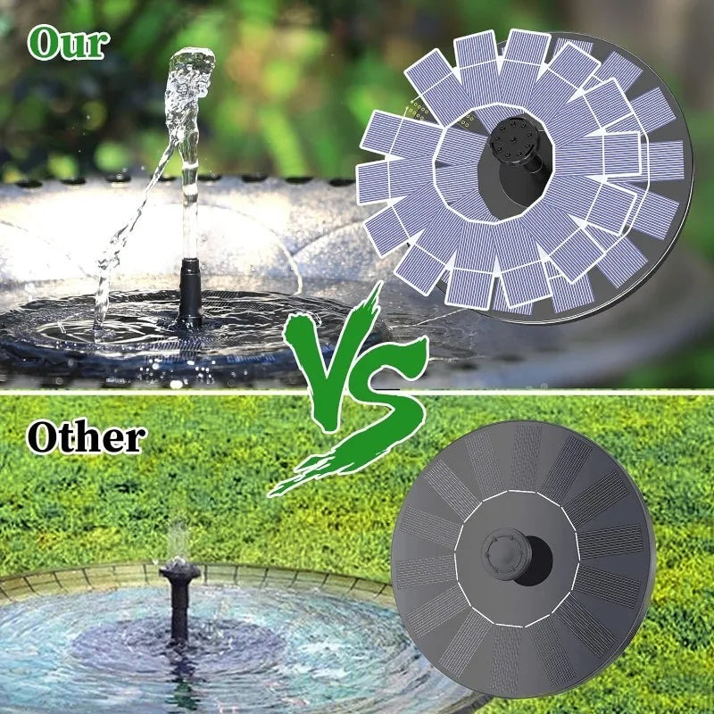 Soldriven Fontänpump för Trädgård och Fågelbad – 6 Munstycken, 1W/1,5W/2,5W