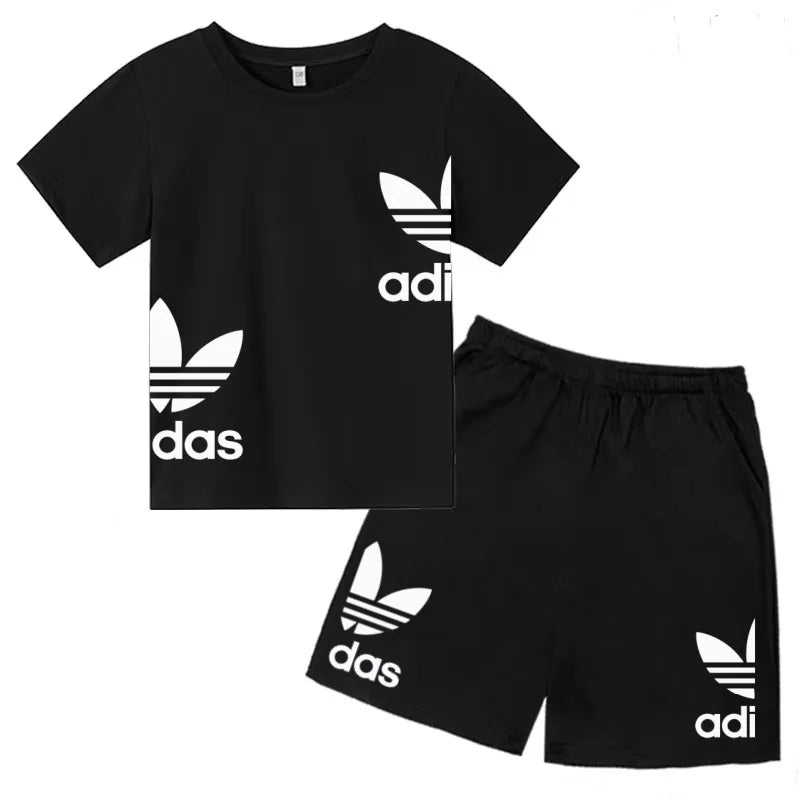 New Children Letter-Print Summer T-shirt Boy Girl Toddler3-12Years Short-Sleeved+Shorts Charming Casual Fashion Sports Brand Set