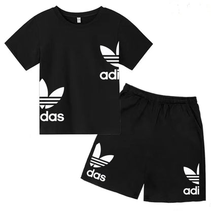 New Children Letter-Print Summer T-shirt Boy Girl Toddler3-12Years Short-Sleeved+Shorts Charming Casual Fashion Sports Brand Set