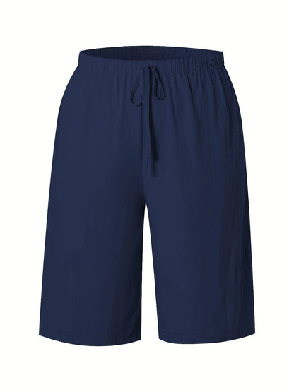 Dam Wide Leg Byxor Knälång – Elastisk Midja Dragsko Casual Vår/Sommar, 5 Färger S–XXL