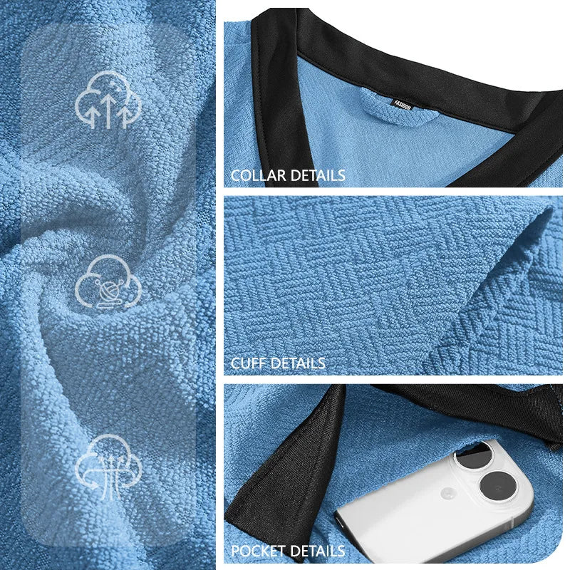 Men's Twill Fabric Long Bathrobe with Belt Design, Double Pockets, Casual Home Pajamas, Loose Fit, Hotel Resort Style, Nightwear