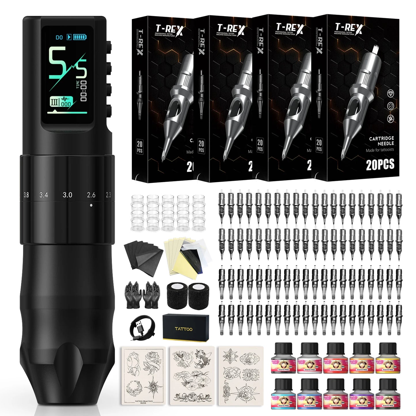 XNET Nebula Wireless Tattoo Machine Full Kit With Tattoo Printer 7 Strokes 1600mAh Battery Tattoo Set For Beginners for Tattoo
