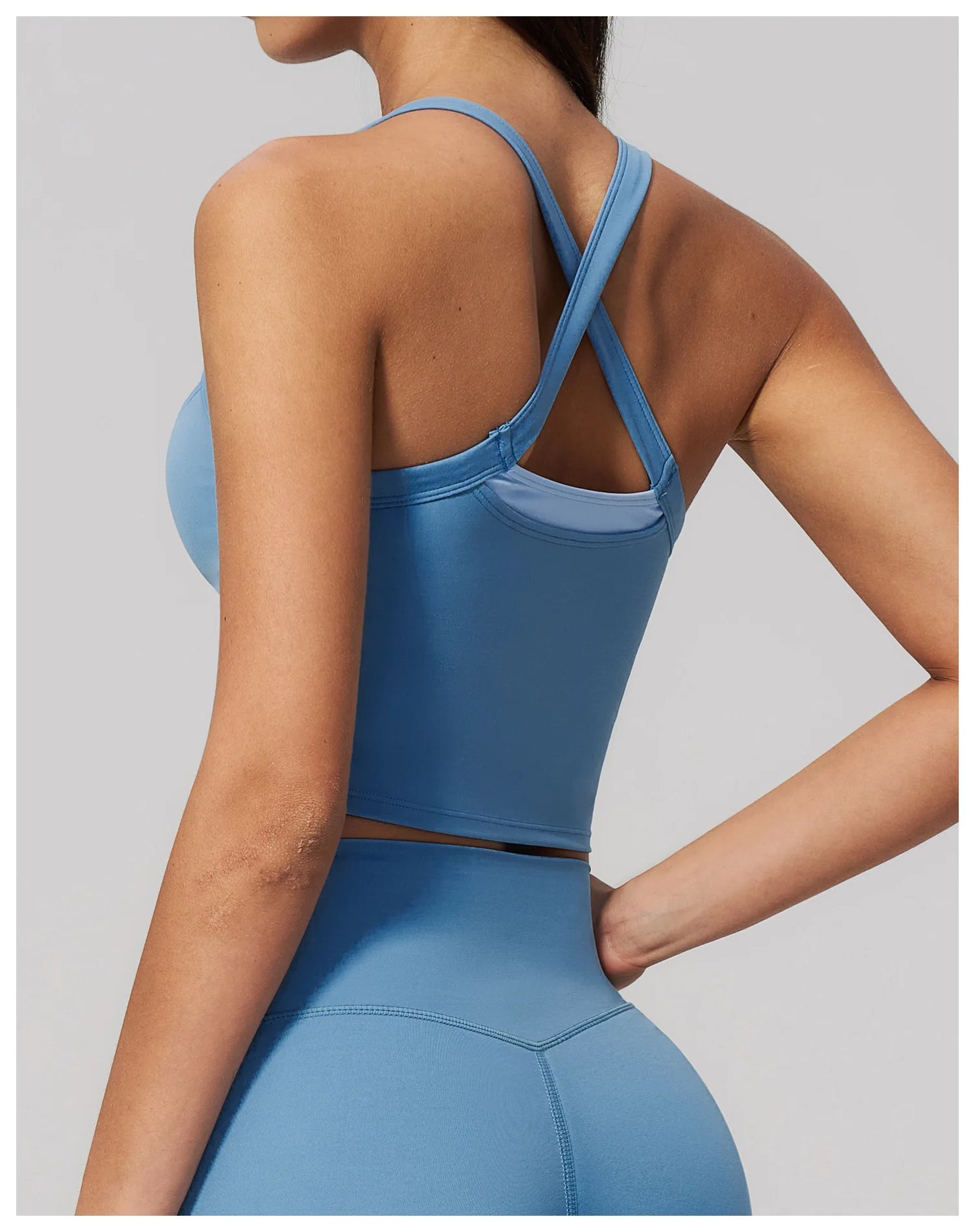 Women Criss Cross Back Yoga Tank Top Push Up Sports Bra Fitness Running Workout Gym Vest Color Block Sport Underwear Crop Top
