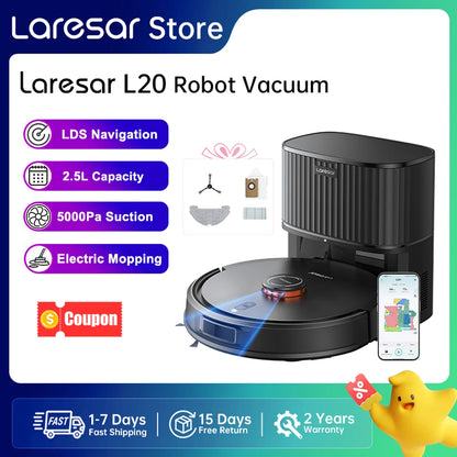 Laresar L20 robotdammsugare med mopp, LiDAR och tömningsstation