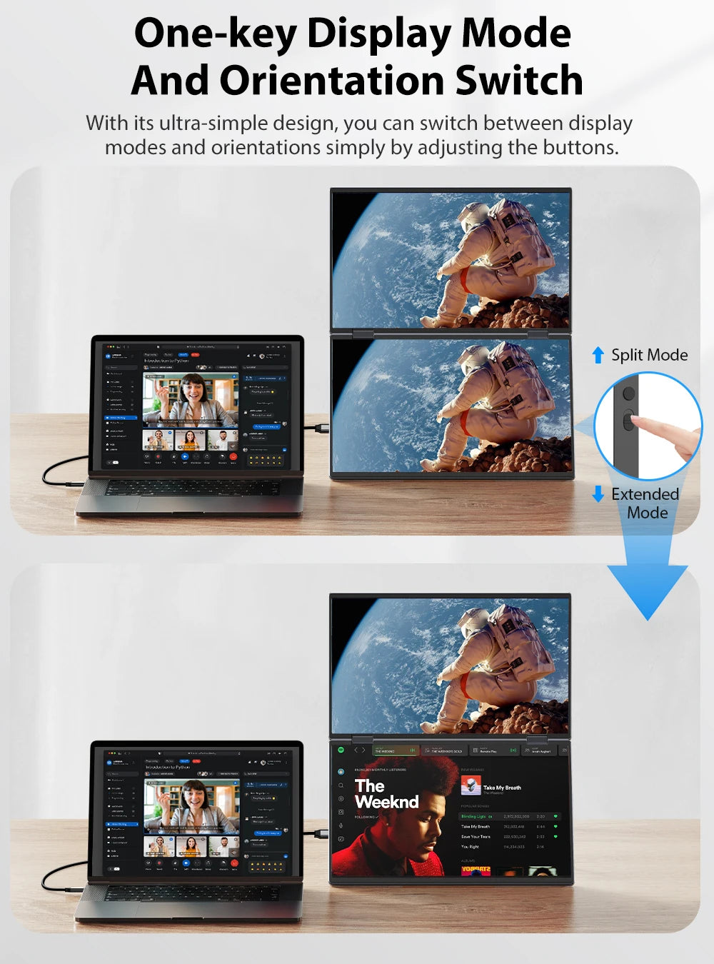 UPERFECT Delta 15.6" Dual Portable Monitor for Laptop Screen Extender 1080P HDR Folding Stacked Triple Travel Computer Display