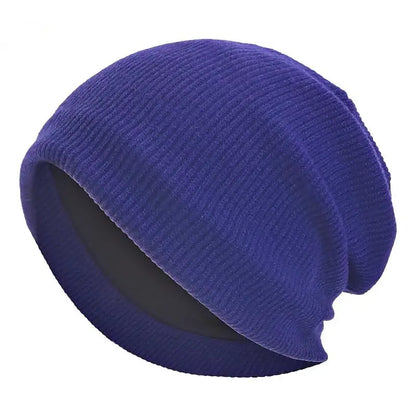 Autumn and winter fine yarn knitted double-layer thick warm bonnet skullies beanies