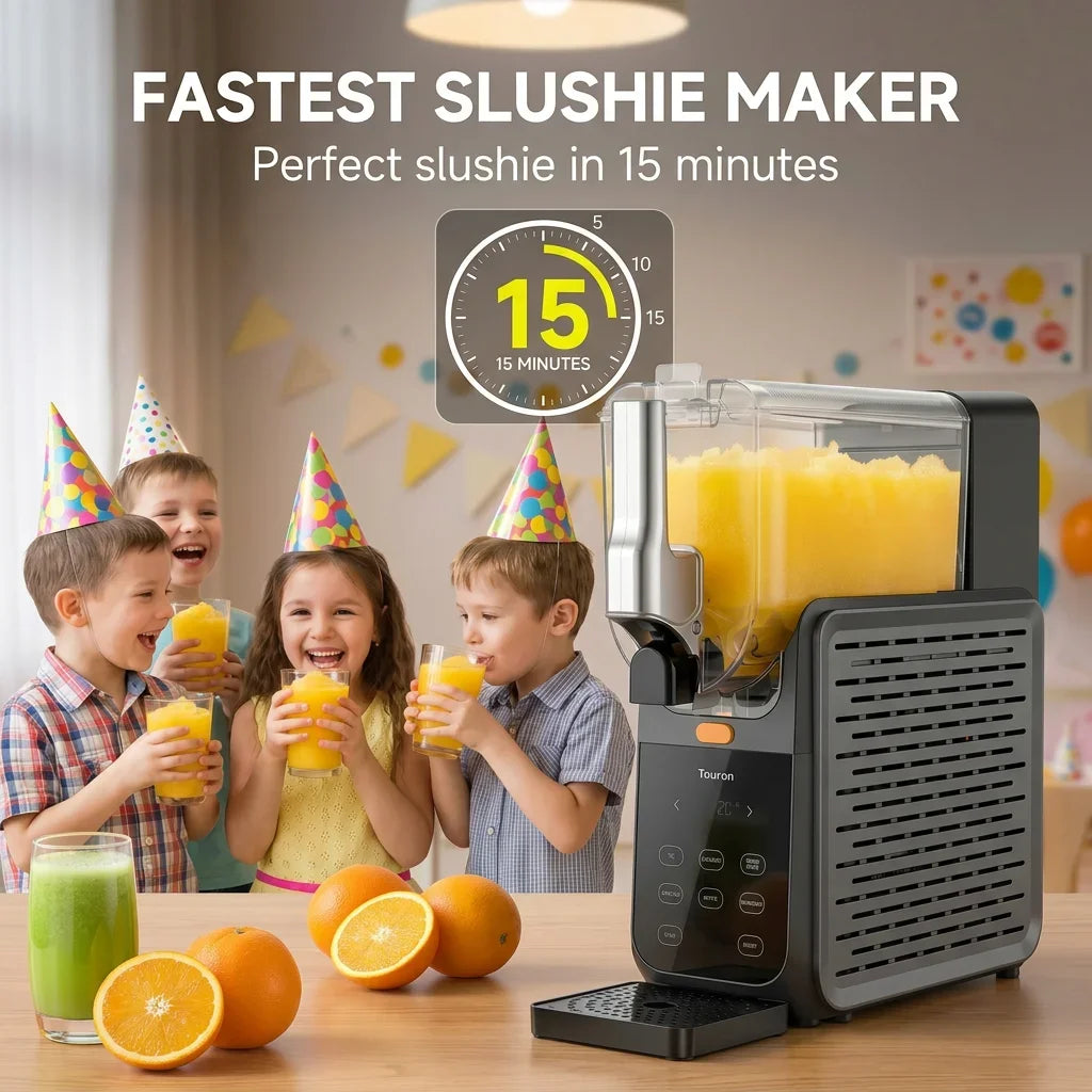 Slushie Maker 2.8L Large Capacity Slush Machine, 15 Mins Fast Cooling Cycle, 5 Preset Programs, One-Touch Auto Clean Function, Multifunctional Slush Machine for Slush Drinks, Milkshakes, Frozen Cocktails, Smoothies