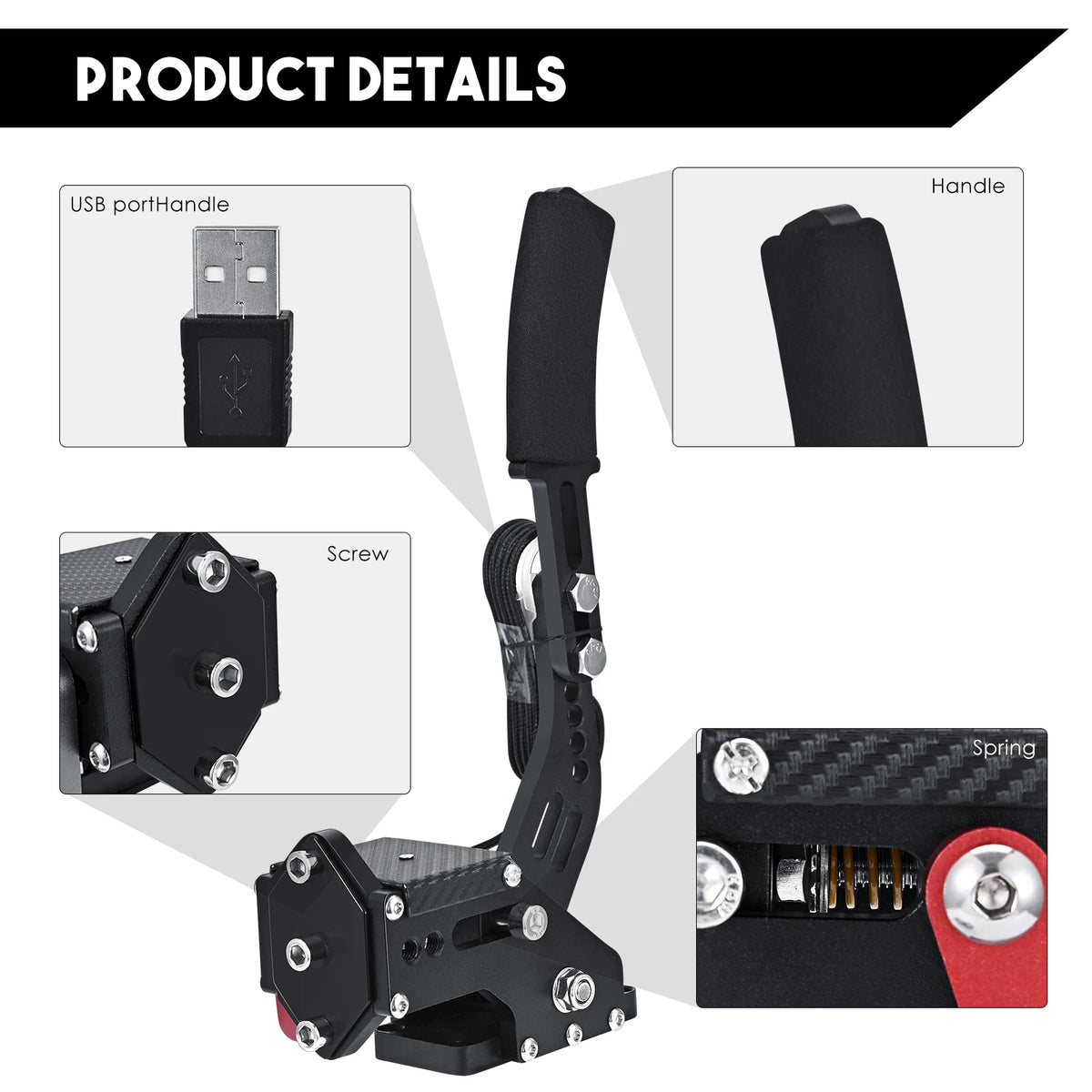 2-in-1 USB Handbrake ,64-bit USB handbrake for Racing Games Steering Wheel Stand G27 G29 G920 PC Supports PC Windows System