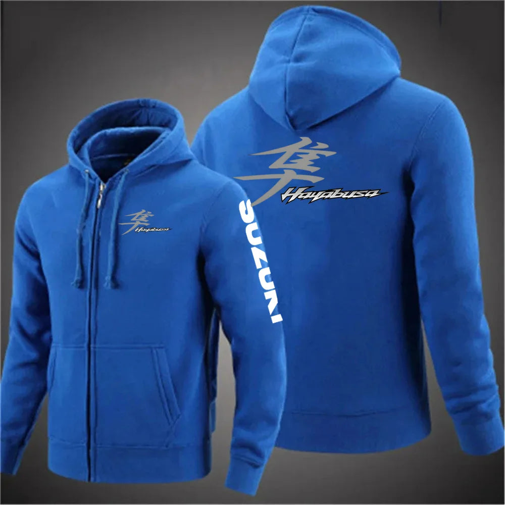 Suzuki Hayabusa Motorcykel Hoodie Herr – Dragkedja, Tryckt Logga, Vår & Höst
