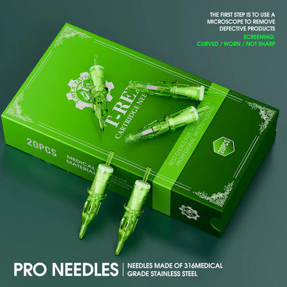 T-Rex 20pcs/Ink Cartridge Tattoo Needle RL RM Disposable Sterilization Safe Tattoo Needle 0.35mm Sterile Tattoo Needle Supply