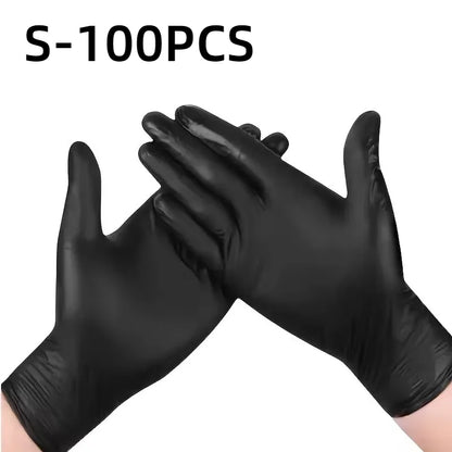 20/60/100PCS Black Disposable Nitrile Gloves Powder Free Waterproof Gloves for Tattoo Supplies Beauty Salon Cleaning Tool