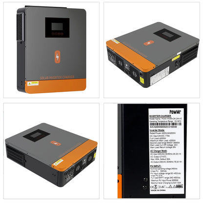 PowMr Hybrid Solväxelriktare 2kW–11kW – Ren Sinusvåg MPPT 120A 12V/24V/48V 220V LiFePO4/Litium/Blåsyra WiFi EU-lager CE