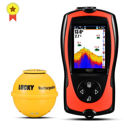 LUCKY FF1108-1CWLA Sonar Fish Finder Portable Wireless Rechargeable Echo Sounder 45M Water Depth Sensor for Fishing