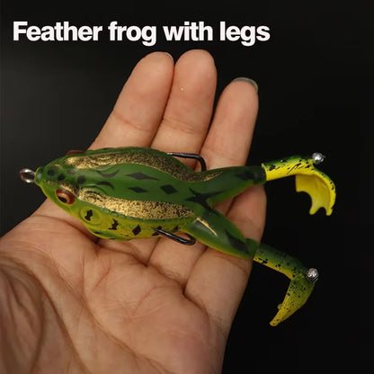 1pc Surface Frog Lure Top Water Bass Fishing Lures Soft Frog Double Propellers Legs Freshwater Rotating Tail Floating Swing Bait