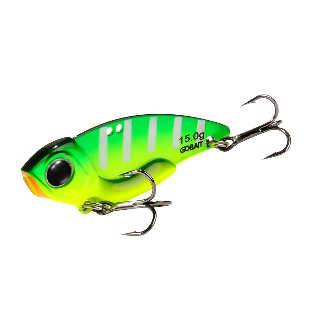VIB Lure Metal Jig HardBait 7g 10g 15g Spoon Spinner Laser Painting 3D Eyes Fishing Tackle Strong 3X Hooks Swimbait Pesca Bait