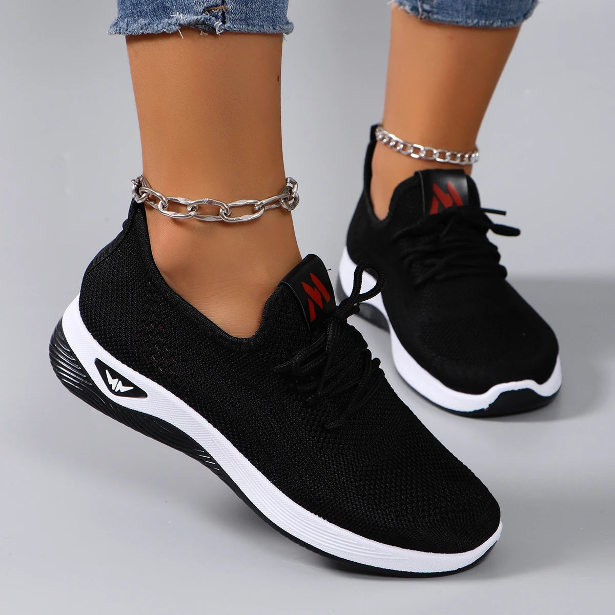 Dam mesh-sneakers med platt sula – Andningsbara, casual, sommar, storlek 37–41