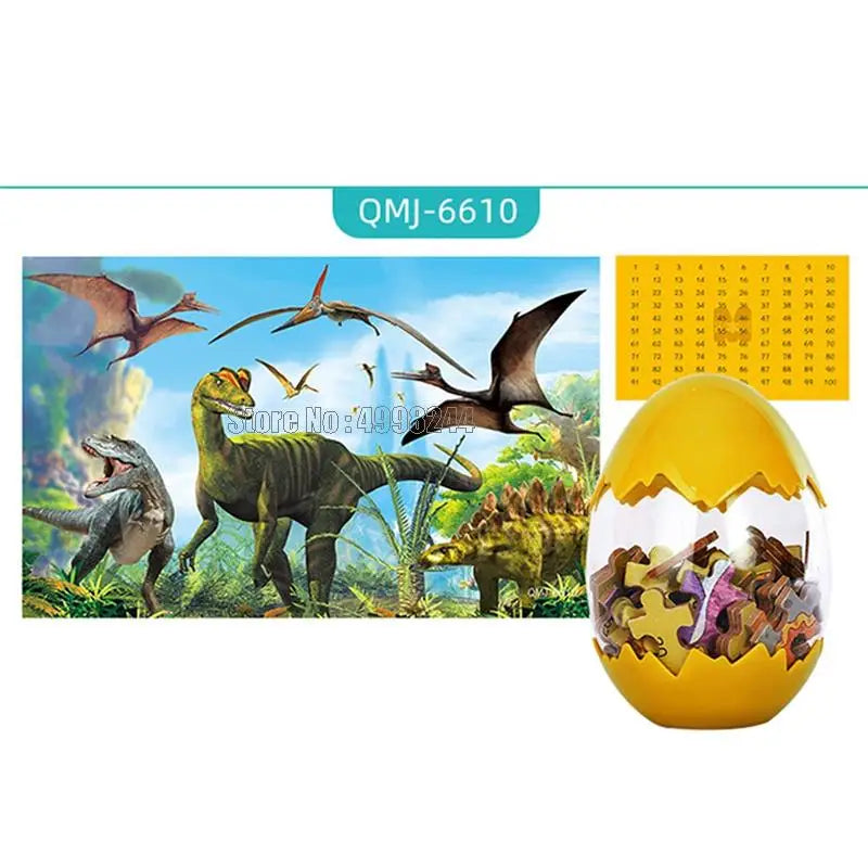 Träpussel Dinosaurie 60 Bitar – Äggförpackning 16 Motiv CE-certifierat Pedagogisk Leksak Barn Present 2026